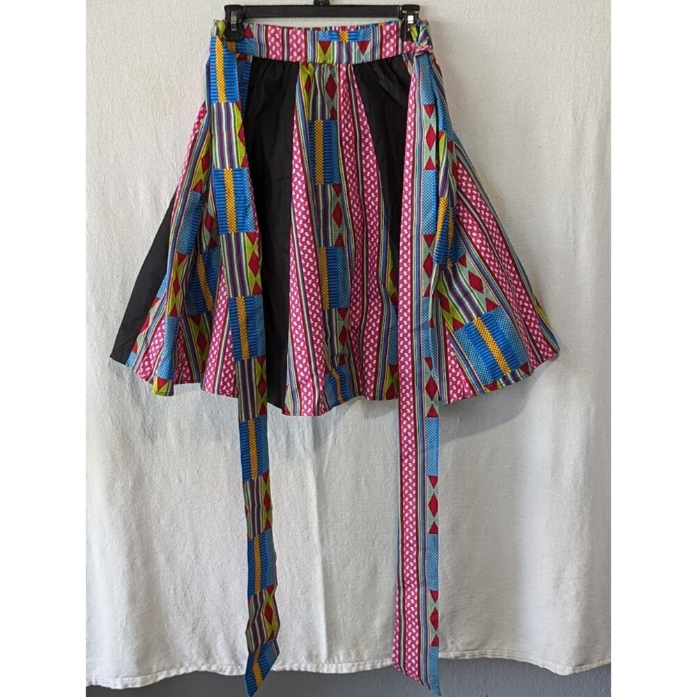 Women's Shenbolen African Design Midi Tie Skirt Size Large